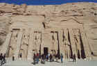 Four of the standing statues are of Ramses II, the other two of his Queen Nefertari.